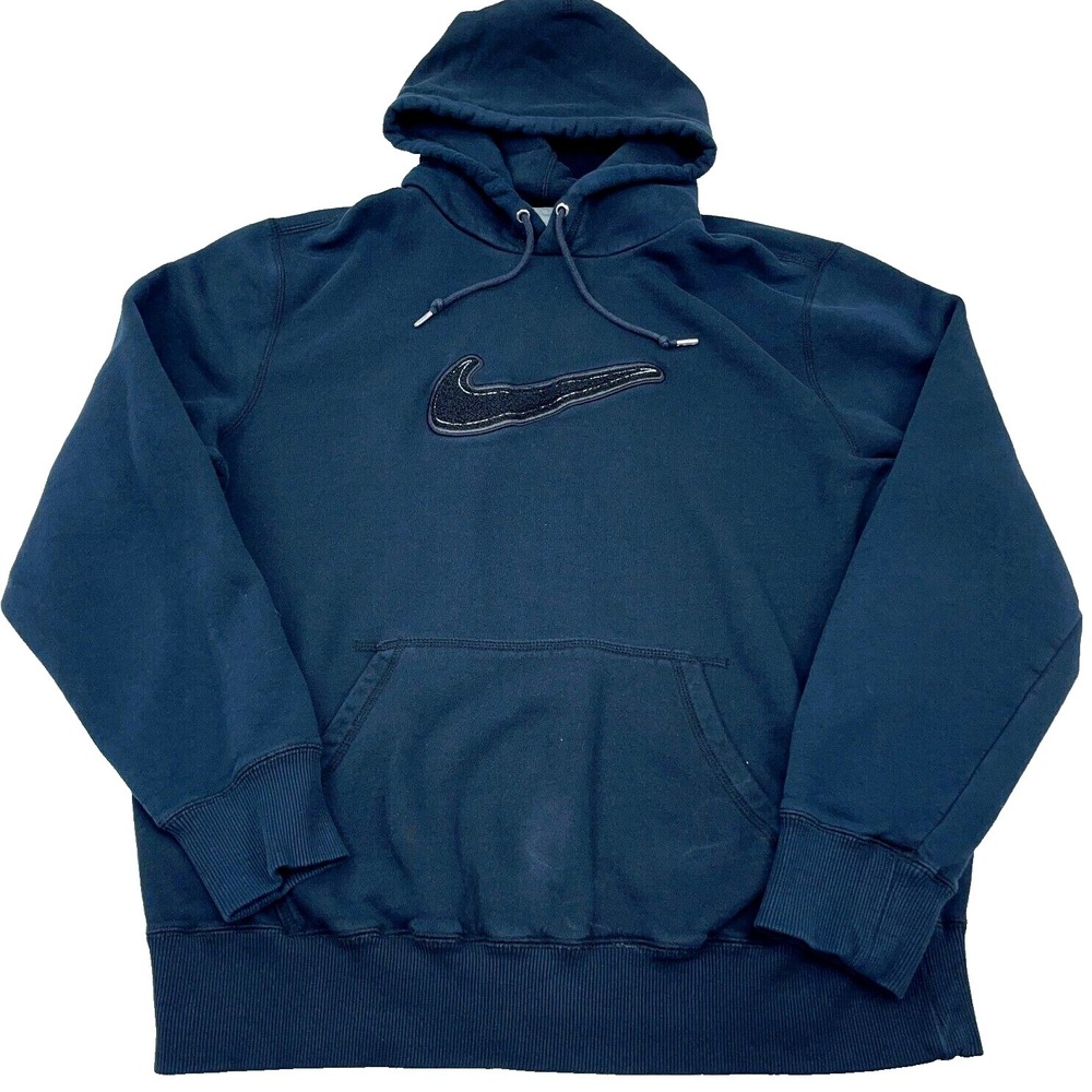 Nike Hoodie Men XL Black Sweatshirt Sweater Big Swoosh Y2K VTG Retro Adult